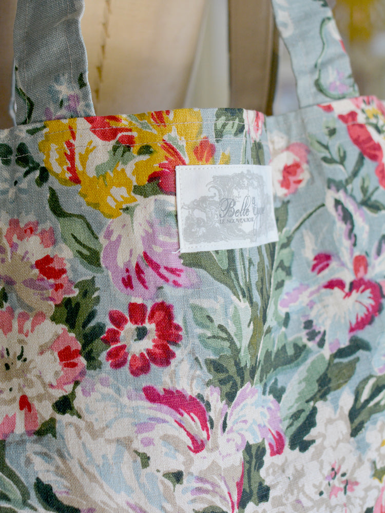 Marché Antique Hand Printed French Linen Garden Tote
