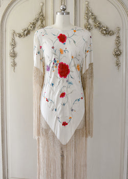 Kit Antique Hand Embroidered Creme with Roses Silk Festival Dress