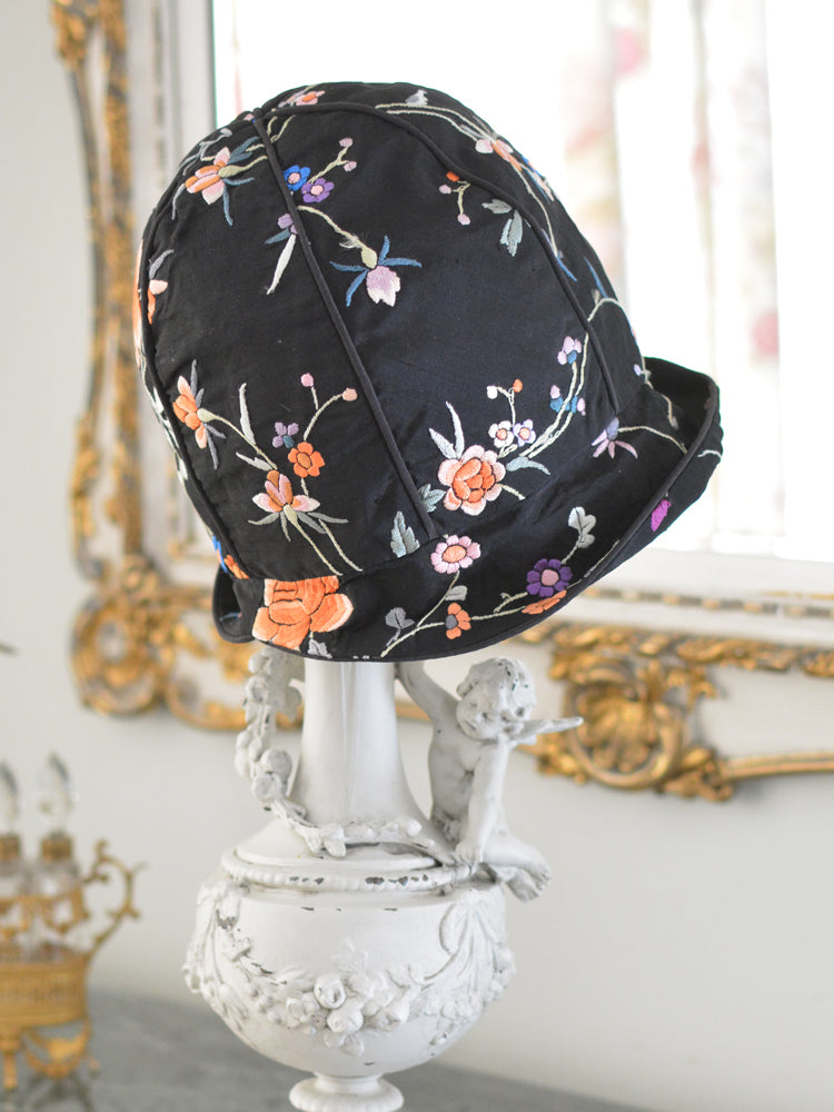 Black Floral Cloche Hat
