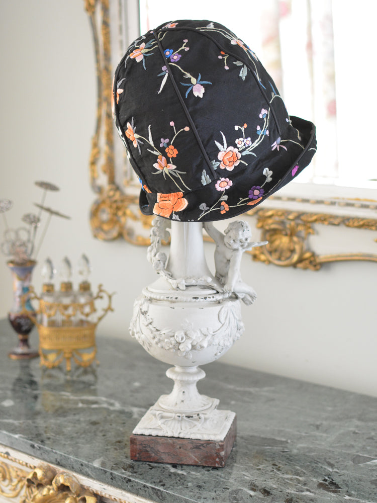 Black Floral Cloche Hat
