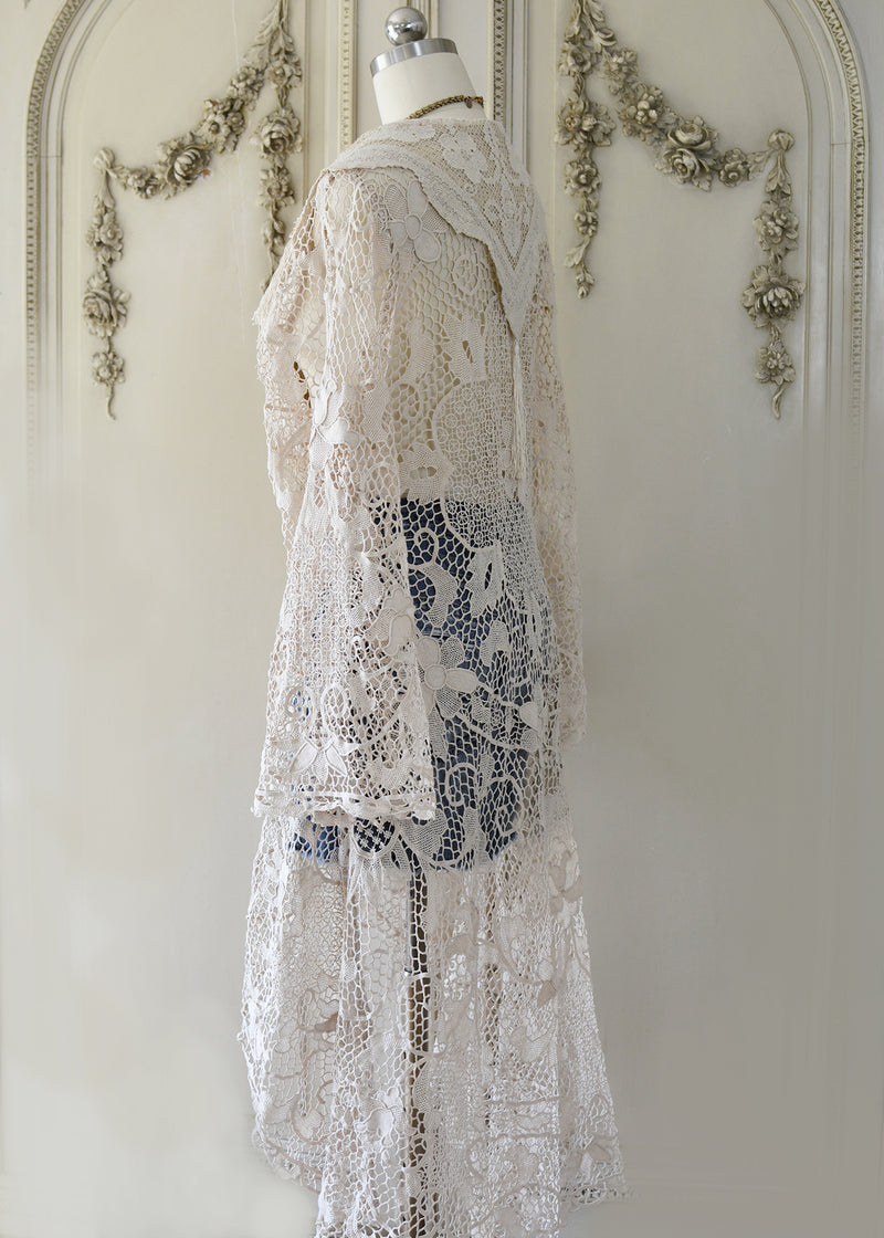 Cloe Antique Venetian Lace Duster with Edwardian Sleeves Jill Garber Couture Cloe Antique Venetian Lace Duster with Edwardian Sleeves Jill Garber Couture