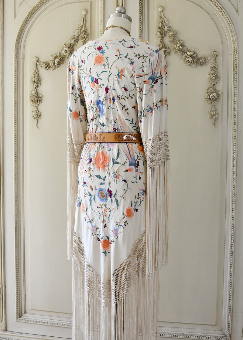 Francoise Antique Hand Embroidered Silk Crepe Parisian Garden Dress wi Jill Garber Couture Francoise Antique Hand Embroidered Silk Crepe Parisian Garden Dress wi Jill Garber Couture