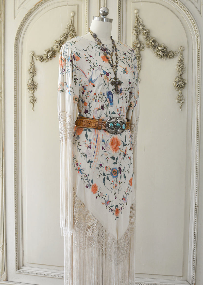 Francoise Antique Hand Embroidered Silk Crepe Parisian Garden Dress wi Jill Garber Couture Francoise Antique Hand Embroidered Silk Crepe Parisian Garden Dress wi Jill Garber Couture