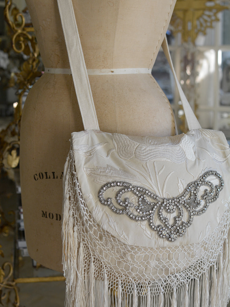 Ivory Jeweled Grace Shoulder Bag