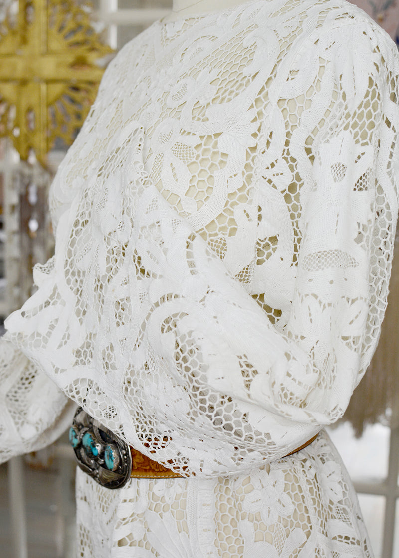 Mirielle Very Fine Antique Hand Made Venetian Lace Dress – Jill Garber Couture