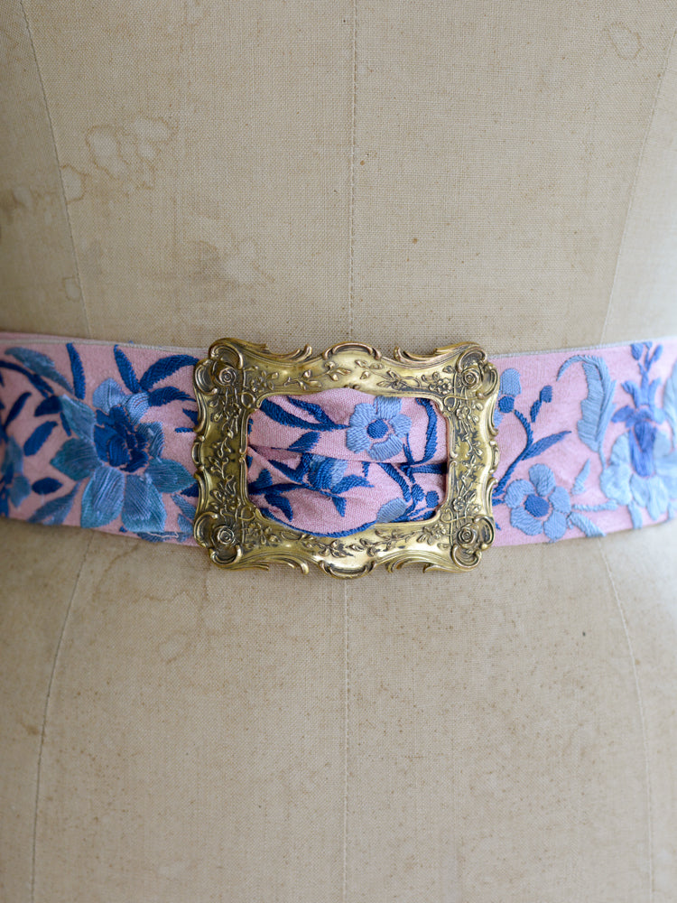 Sterling Silver & Rose Pink with Denim Blue Mucha Belt