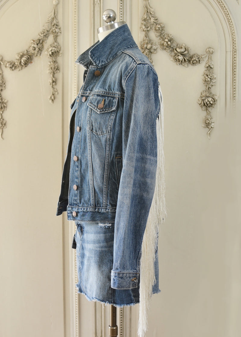 Reese Vintage Denim Cowgirl Rancher Jacket with Antique Silk