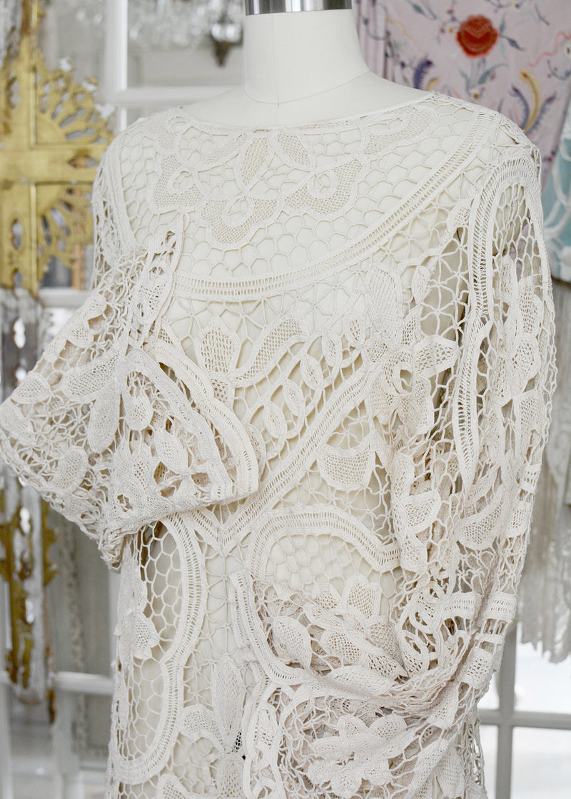 Tish Antique Hand Crochet Venetian Lace Dress Jill Garber Couture Tish Antique Hand Crochet Venetian Lace Dress Jill Garber Couture