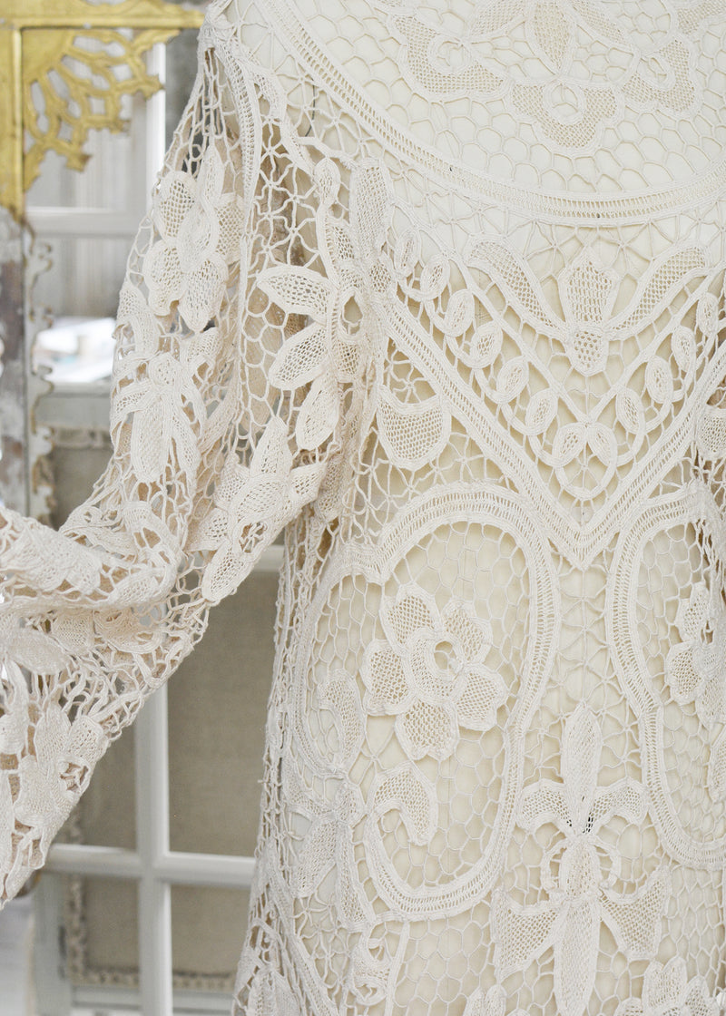 Tish Antique Hand Crochet Venetian Lace Dress Jill Garber Couture Tish Antique Hand Crochet Venetian Lace Dress Jill Garber Couture